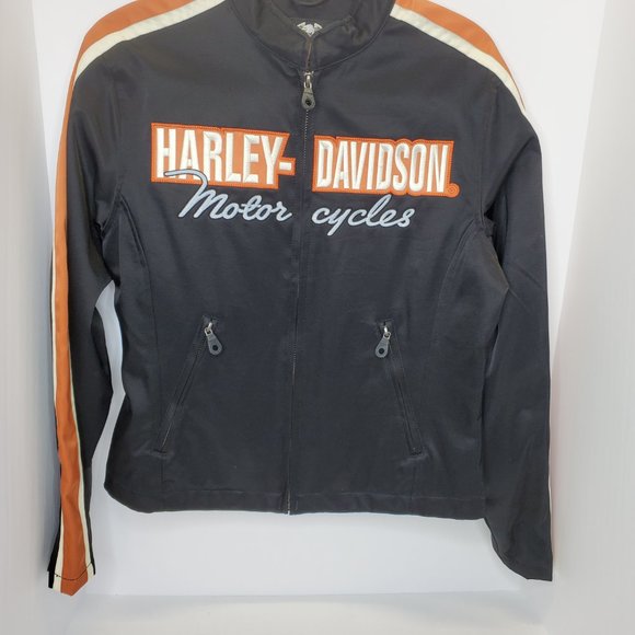 Harley-Davidson Women's Med Nylon & Mesh Black/Orange Motorcycle Riding Jacket - Picture 7 of 16